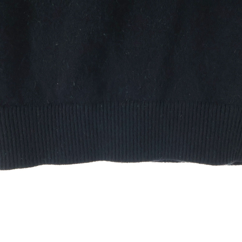 PATOU(パトゥー) メリノウールブレンド アーチロゴジャガード 半袖 プルオーバー クロップド ショート丈 クルーネック ニット セーター ブラック レディース KN2228045999B