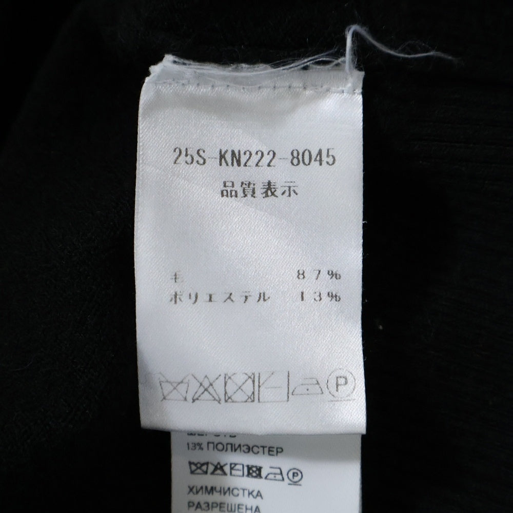 PATOU(パトゥー) メリノウールブレンド アーチロゴジャガード 半袖 プルオーバー クロップド ショート丈 クルーネック ニット セーター ブラック レディース KN2228045999B