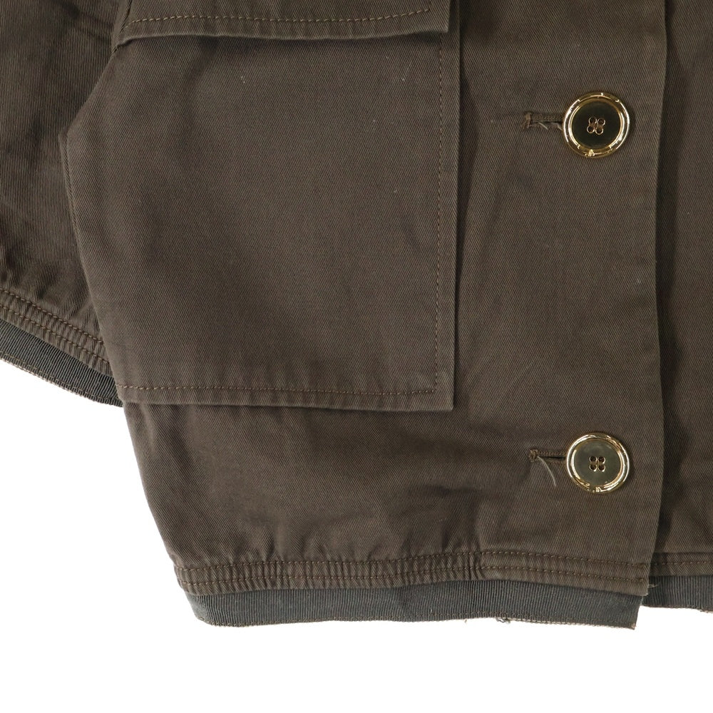 PATOU(パトゥー) ゴールドボタン クロップド ショート丈 コットン ジャケット ブラウン レディース JA0480074808D