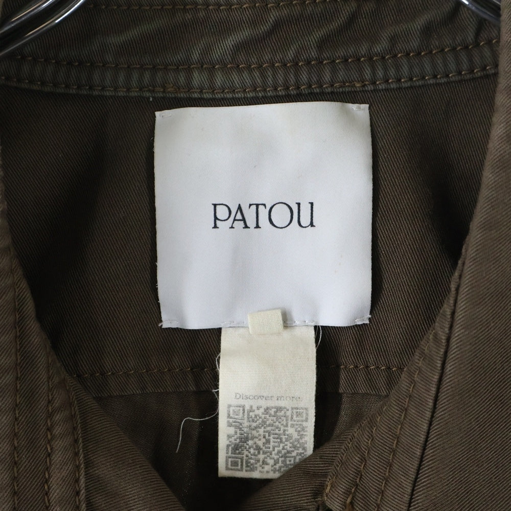 PATOU(パトゥー) ゴールドボタン クロップド ショート丈 コットン ジャケット ブラウン レディース JA0480074808D