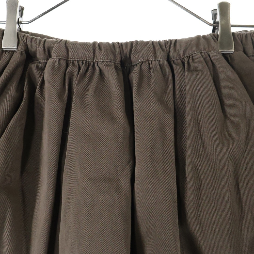 PATOU(パトゥー) コットン ギャザー ドローストリング フレア ミニスカート ブラウン レディース SK0810074808B