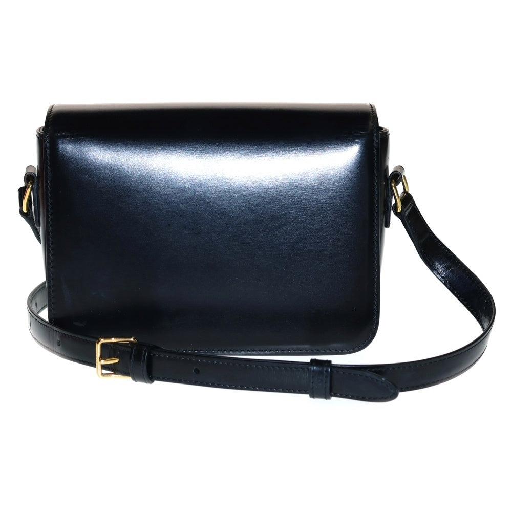 CELINE(セリーヌ) トリオンフ クラシック ショルダーバッグ ショルダーポシェット ブラック ゴールド金具 カーフスキン