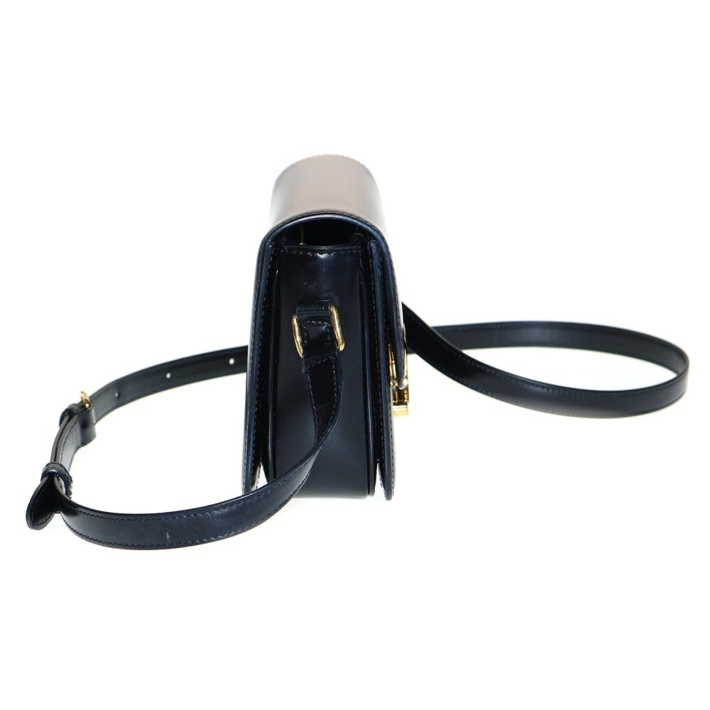 CELINE(セリーヌ) トリオンフ クラシック ショルダーバッグ ショルダーポシェット ブラック ゴールド金具 カーフスキン