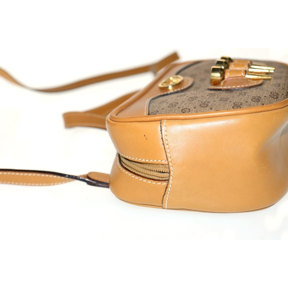 GUCCI(グッチ) GGスプリーム ゴルフ ショルダーバッグ ミニバッグ ブラウン×ベージュ ゴールド金具 レザー×PVC 007 067 0523