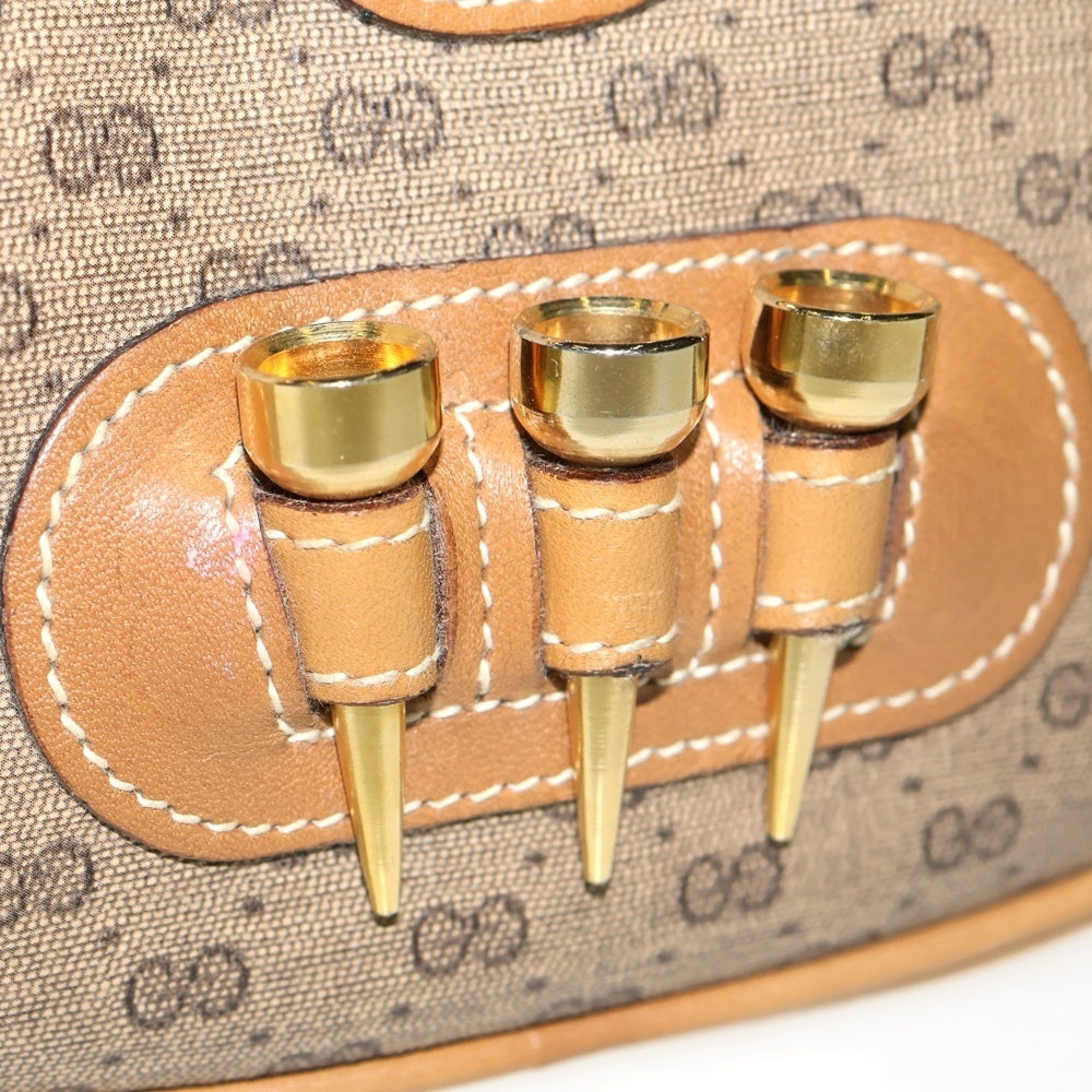 GUCCI(グッチ) GGスプリーム ゴルフ ショルダーバッグ ミニバッグ ブラウン×ベージュ ゴールド金具 レザー×PVC 007 067 0523