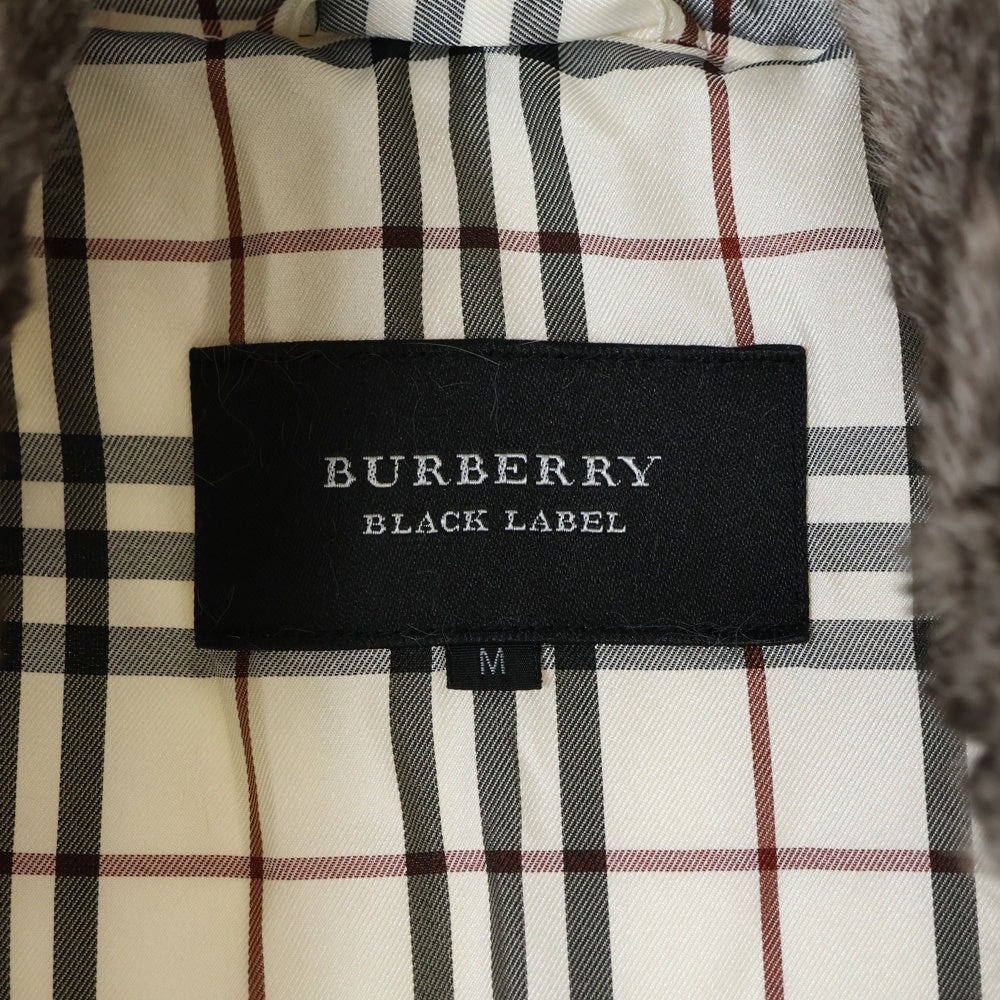 BURBERRY BLACK LABEL(バーバリー ブラックレーベル) ラビットファー スタンドカラー ジップアップ ダウンジャケット ホワイト レディース BMP11-722-02