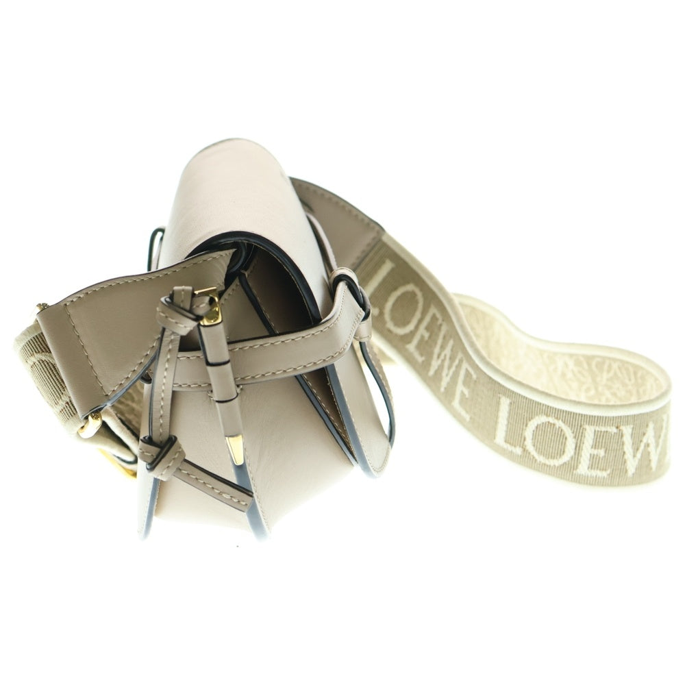 LOEWE(ロエベ) アナグラム ゲートデュアルミニ ショルダーバッグ ミニバッグ ベージュ ゴールド金具 ソフトカーフ