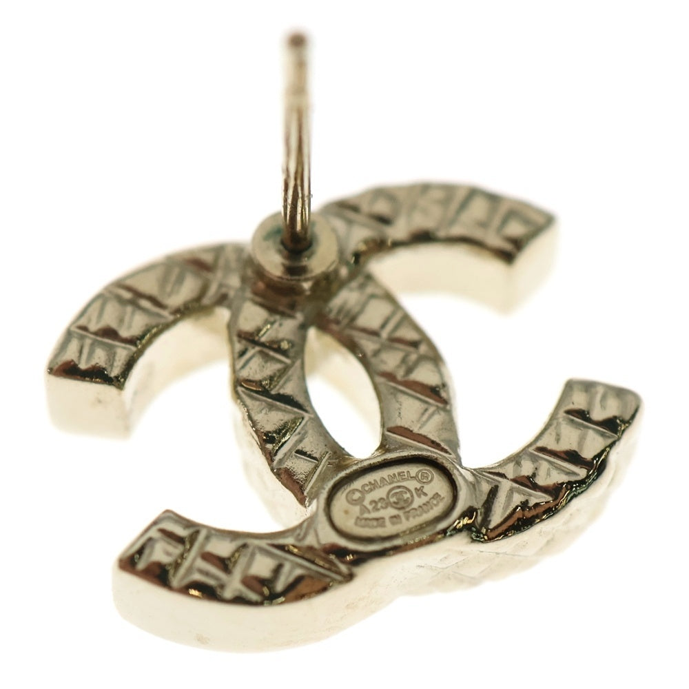 CHANEL(シャネル) ココマーク ラインストーン ロゴピアス シャンパンゴールド GP