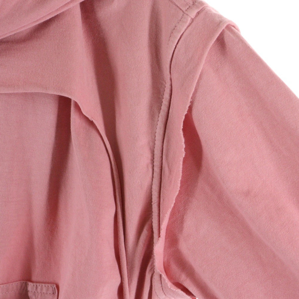 DIESEL(ディーゼル) F-MAITE Dワッペンロゴ ダメージ加工 レイヤード プルオーバー パーカー フーディー ピンク 0KLAH