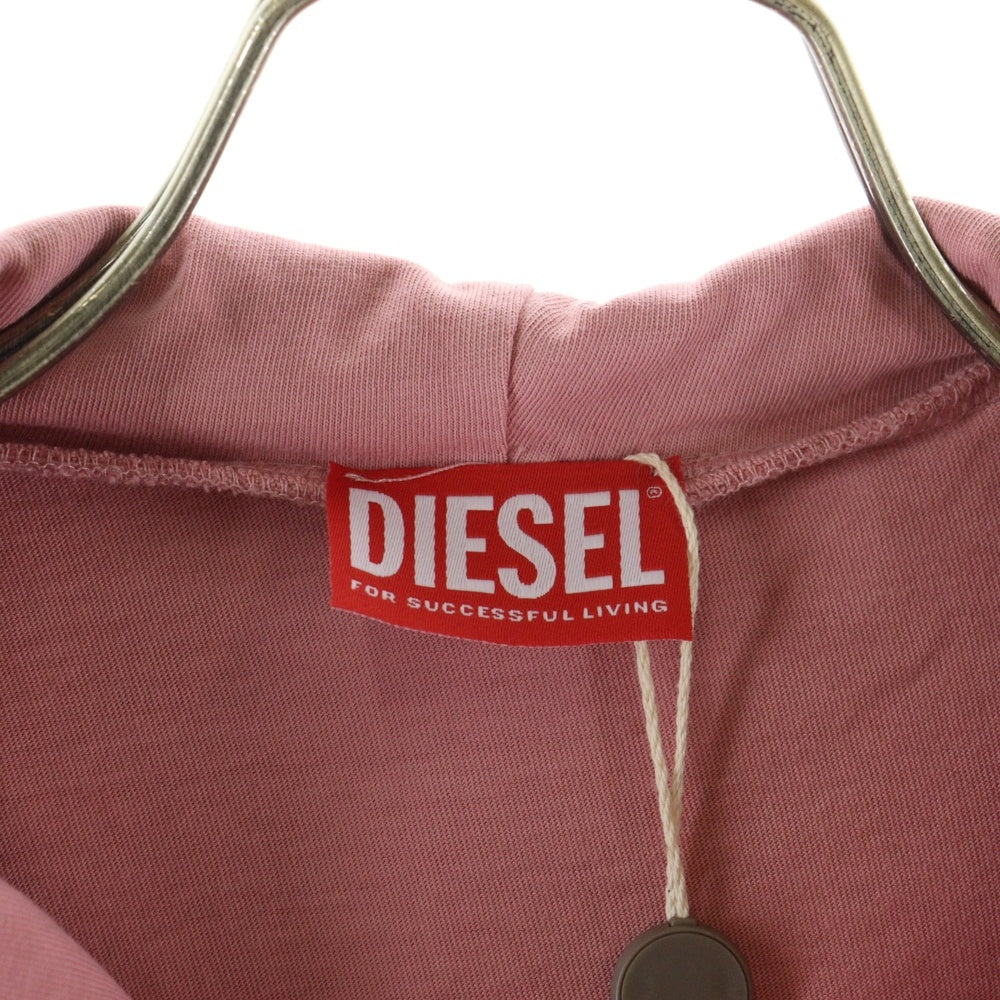DIESEL(ディーゼル) F-MAITE Dワッペンロゴ ダメージ加工 レイヤード プルオーバー パーカー フーディー ピンク 0KLAH