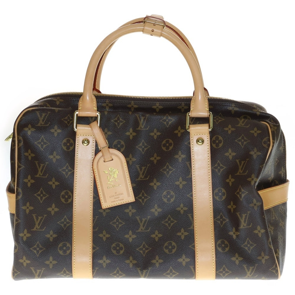 LOUIS VUITTON(ルイヴィトン) モノグラム キャリーオール ボストンバッグ ハンドバッグ ブラウン レザー×PVC M40074 ゴールド金具