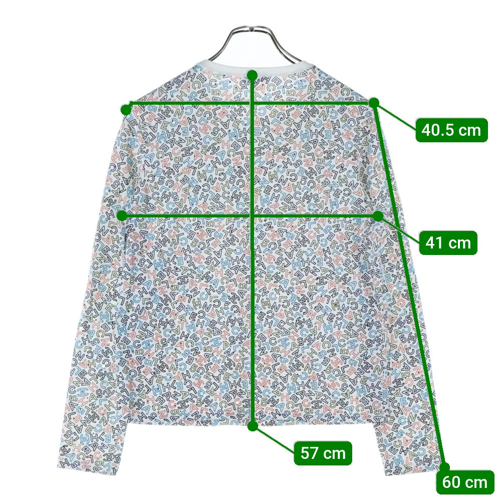 CHANEL(シャネル) ココマーク ロゴ 総柄プリント ラメ クルーネック ロングスリーブ 長袖Tシャツ カットソー ホワイト レディース P70441K10039