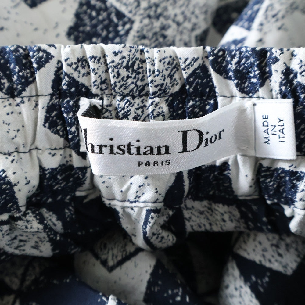 DIOR(ディオール) サイドロゴ ジャガード スター総柄 ロングスカート ネイビー/ホワイト レディース 217J24A2977