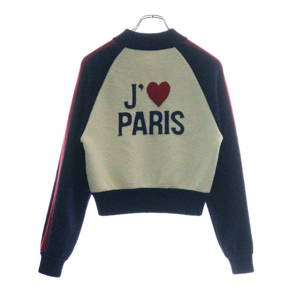 Christian Dior(クリスチャンディオール) JA'DIOR ジャディオール ラブ バックジャガード ウールニット ジップアップ ジャケット ブルゾン ネイビー/ホワイト レディース 144V50AM350