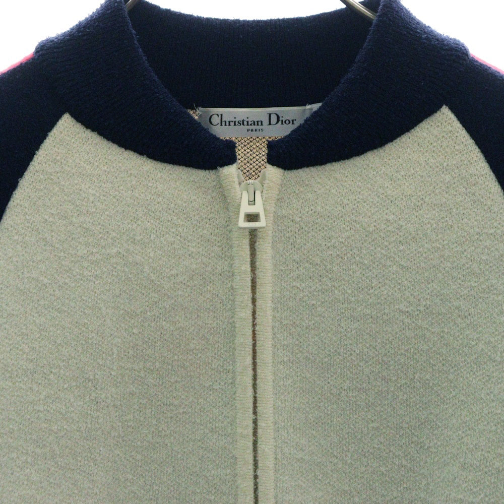 Christian Dior(クリスチャンディオール) JA'DIOR ジャディオール ラブ バックジャガード ウールニット ジップアップ ジャケット ブルゾン ネイビー/ホワイト レディース 144V50AM350