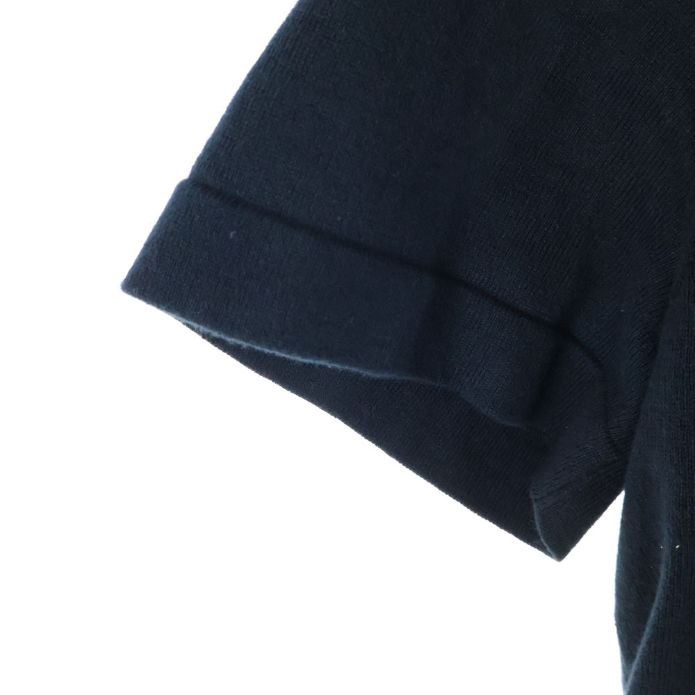 CHANEL(シャネル) ココマーク ロゴジャガード コットンニット クルーネック 半袖Tシャツ カットソー ブラック レディース P72160K10373