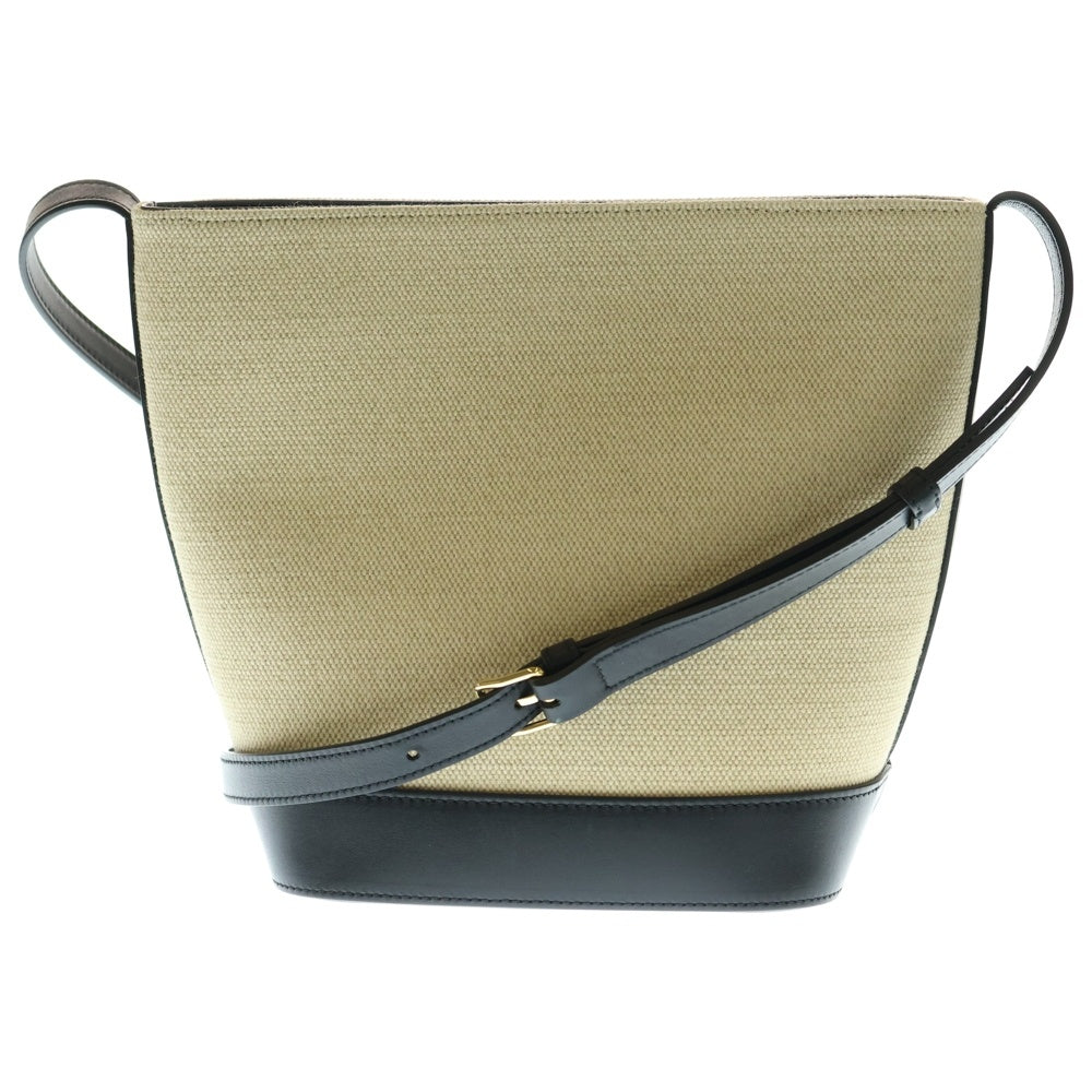 CELINE(セリーヌ) スモールバケット キュイル トリオンフ 2WAYバッグ ハンドバッグ ショルダーバッグ ブラック×ベージュ レザー×キャンバス ゴールド金具