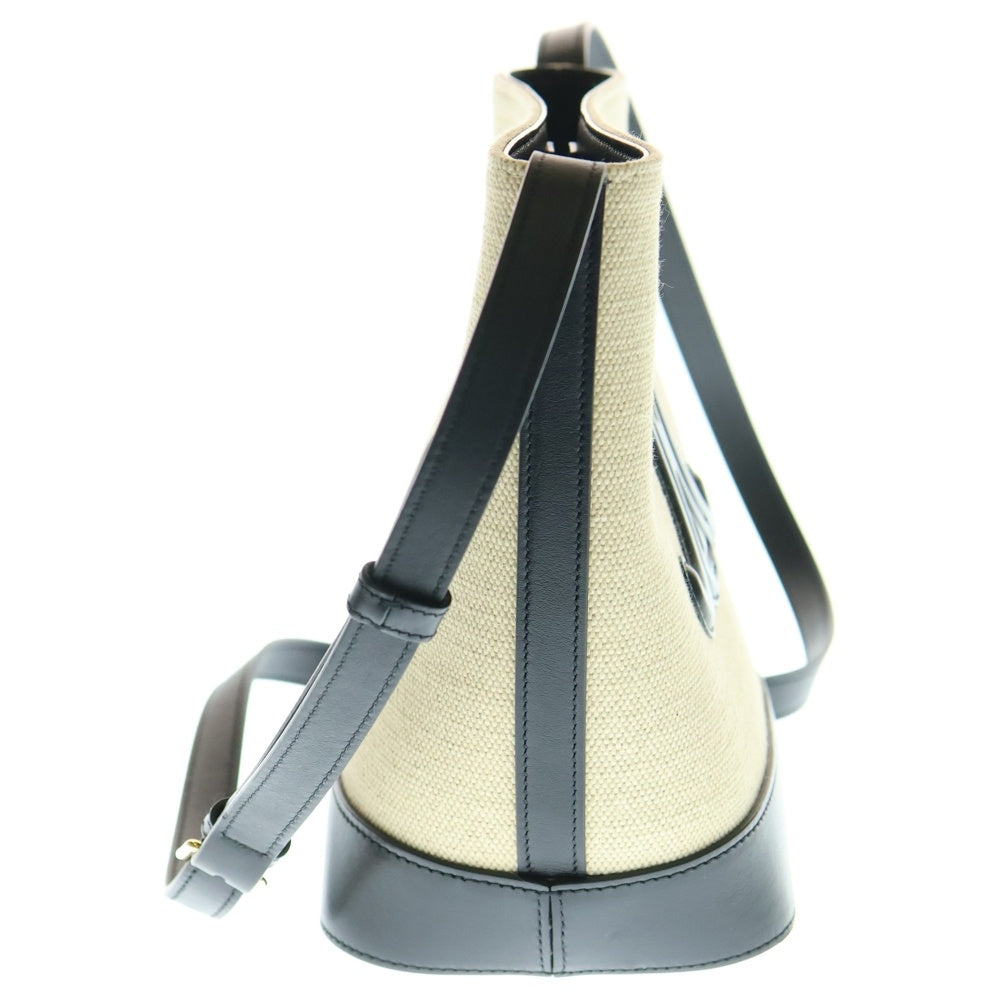 CELINE(セリーヌ) スモールバケット キュイル トリオンフ 2WAYバッグ ハンドバッグ ショルダーバッグ ブラック×ベージュ レザー×キャンバス ゴールド金具