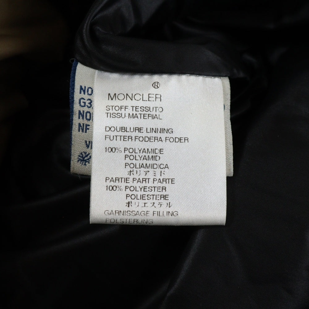 MONCLER(モンクレール) TISSU MATERIAL STOFF TESSUTO ロゴワッペン付フーデッドダウンジャケット ブルゾン ベージュ 042/091.41311-50