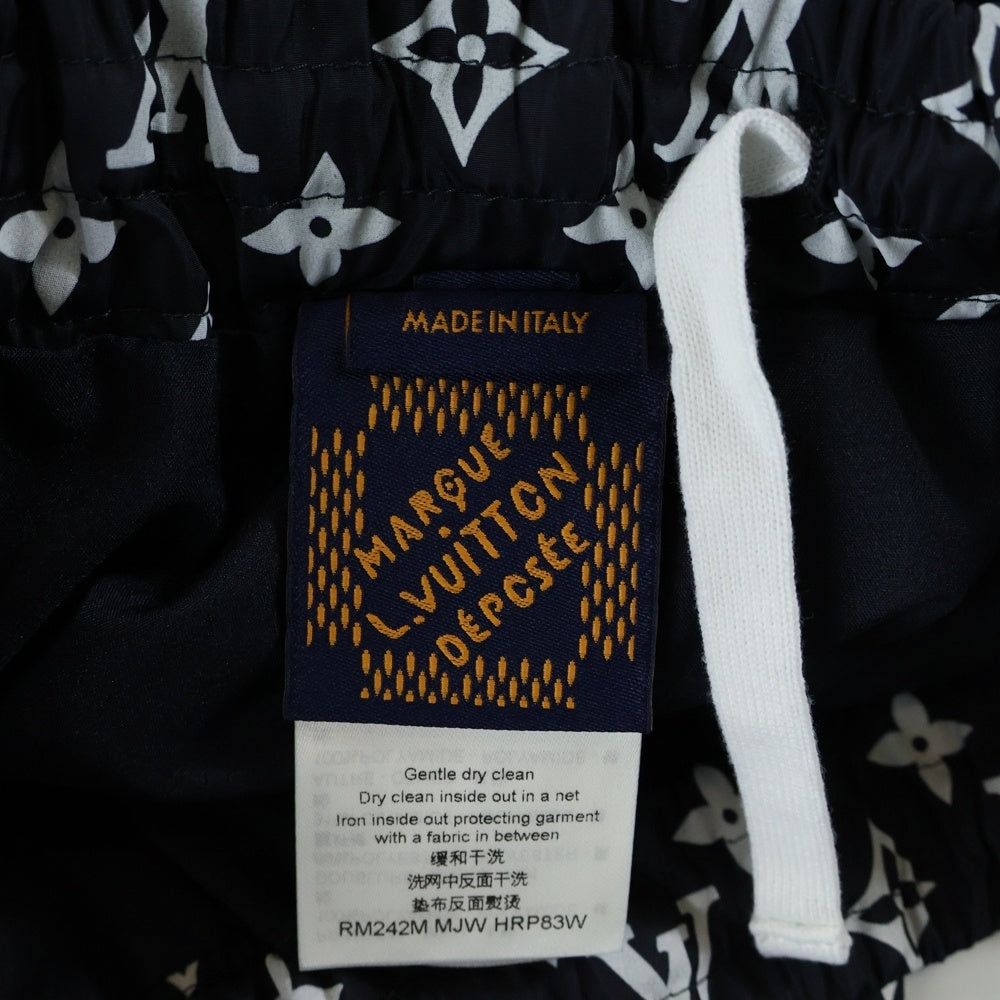 LOUIS VUITTON(ルイヴィトン) 24AW モノグラム総柄プリント ナイロン テクニカルトラック ロング ジョガーパンツ ネイビー/ホワイト RM242M MJW HRP83W