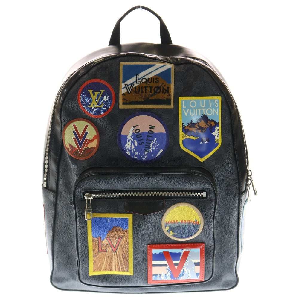 LOUIS VUITTON(ルイヴィトン) ジョッシュ ダミエグラフィット アルプスコレクション ワッペン PVC レザー バックパック シルバー金具 ブラック N40042
