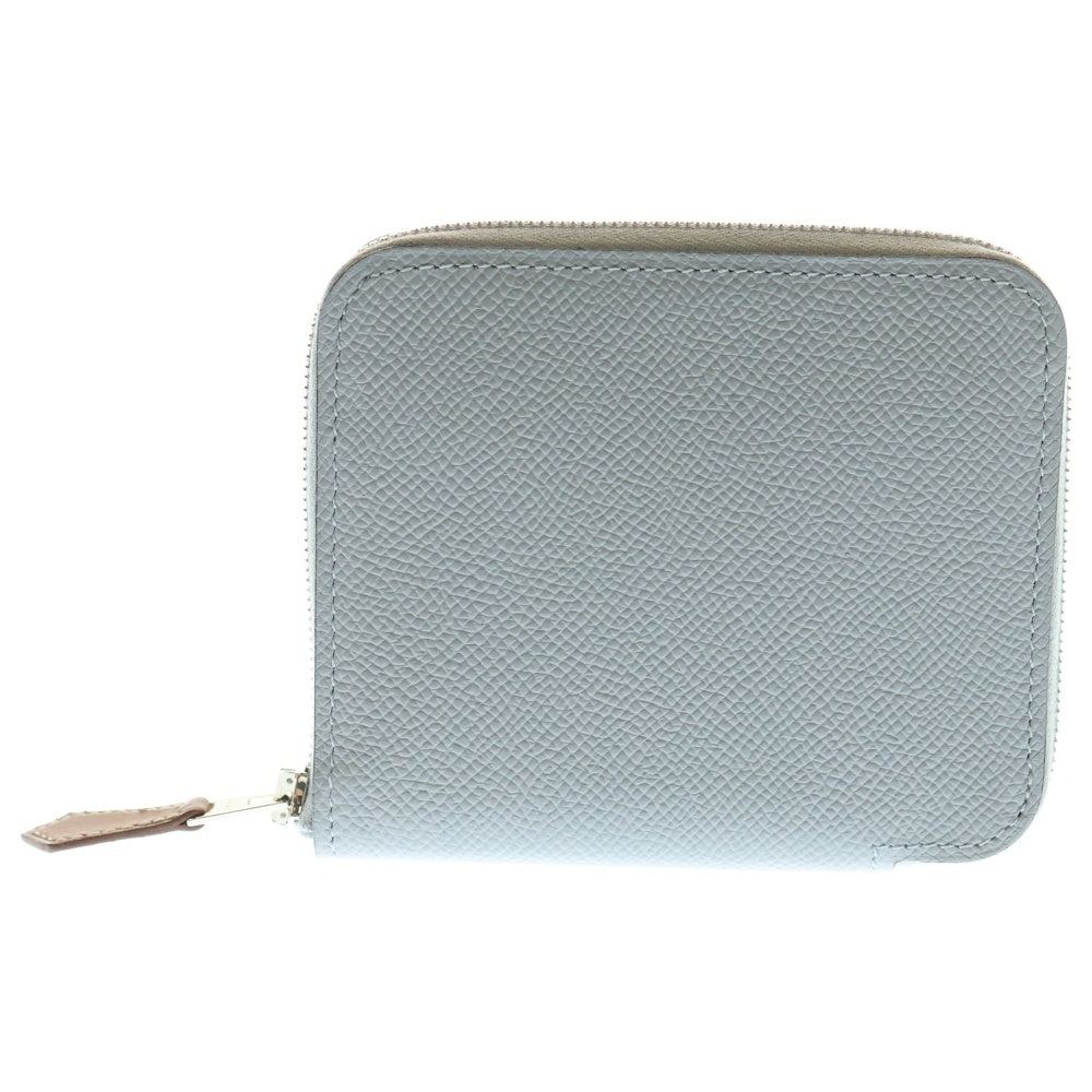 HERMES(エルメス) アザップコンパクト シルクイン エプソン グリパンタン コンパクトウォレット 財布 コインケース グレー K刻印 シルバー金具