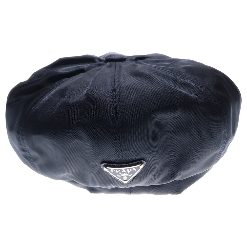 PRADA(プラダ) ロゴ三角プレート キャスケット 帽子 ブラック ナイロン テスート S 1HC551
