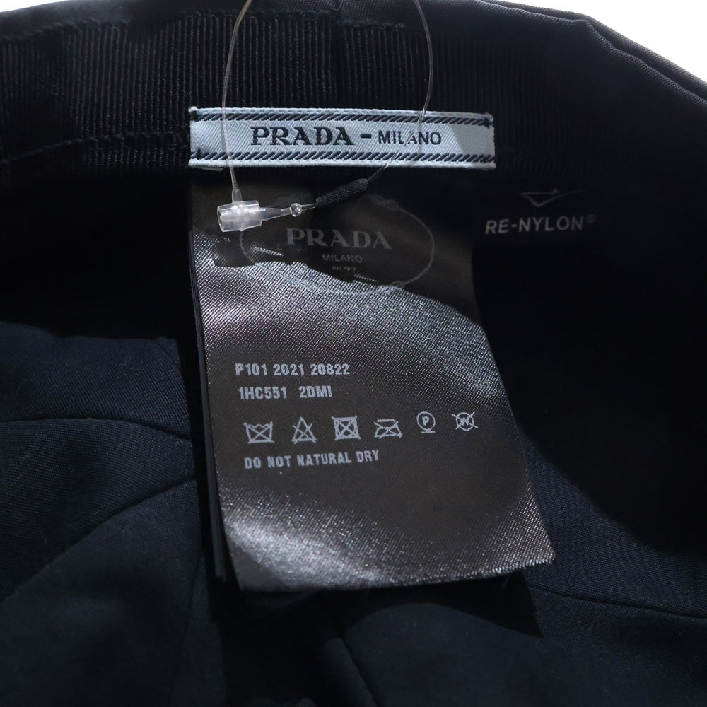PRADA(プラダ) ロゴ三角プレート キャスケット 帽子 ブラック ナイロン テスート S 1HC551