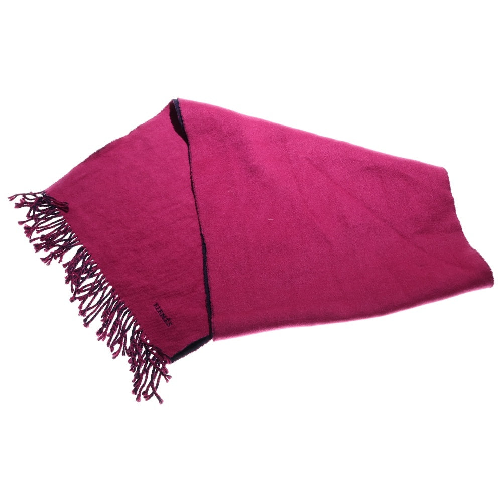 HERMES(エルメス) リバーシブル マフラー ストール ネイビー×ピンク カシミヤ