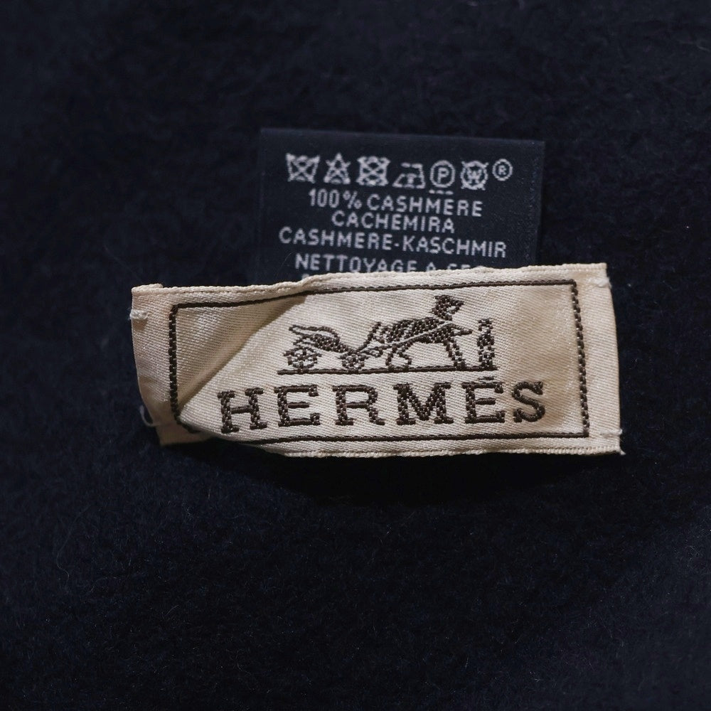 HERMES(エルメス) リバーシブル マフラー ストール ネイビー×ピンク カシミヤ