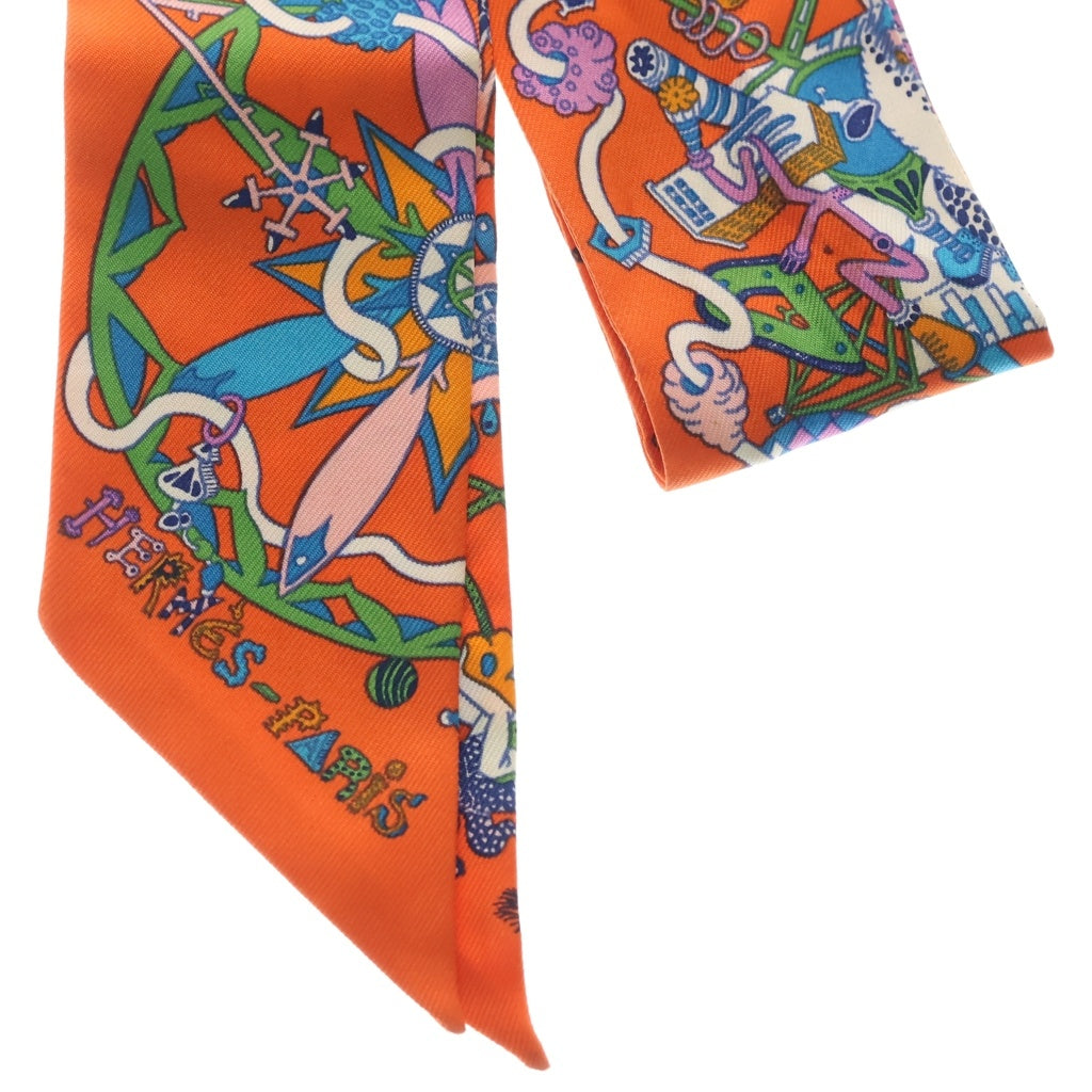 HERMES(エルメス) ツイリー ラ フォルパラード シルクスカーフ オレンジ レディース