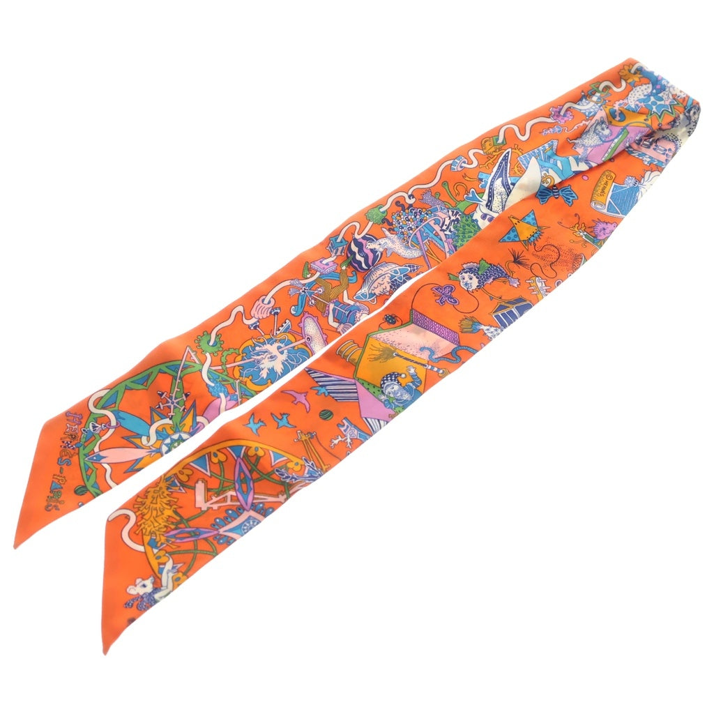 HERMES(エルメス) ツイリー ラ フォルパラード シルクスカーフ オレンジ レディース