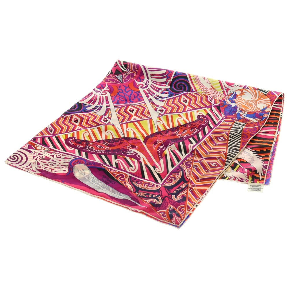 HERMES エルメス スカーフ カレ90 MUSEE 美術館 シルク ピンク