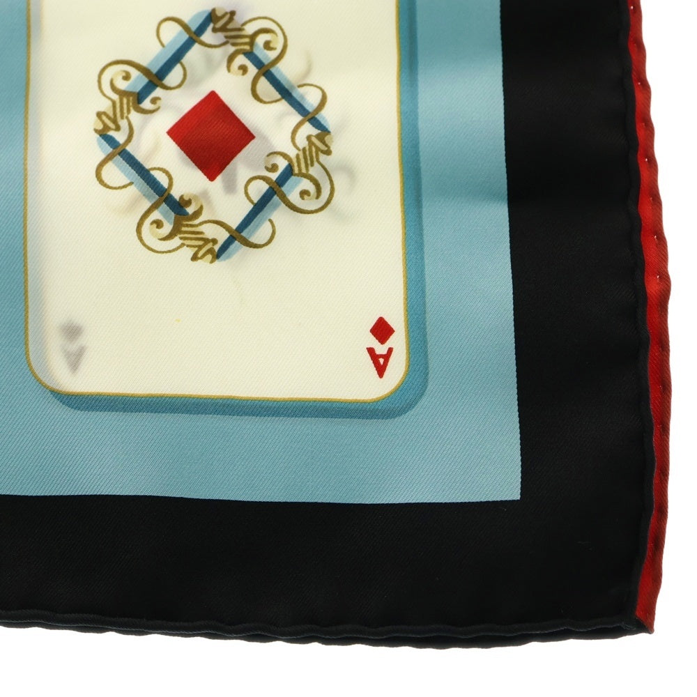 HERMES(エルメス) カレ90 ジュドゥ カルト シルクスカーフ トランプ柄 ライトブルー