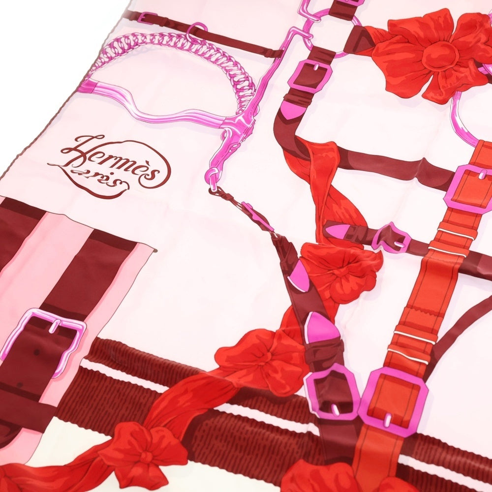 HERMES(エルメス) カレ90 グランマネージュ デタイユ シルクスカーフ ピンク×レッド
