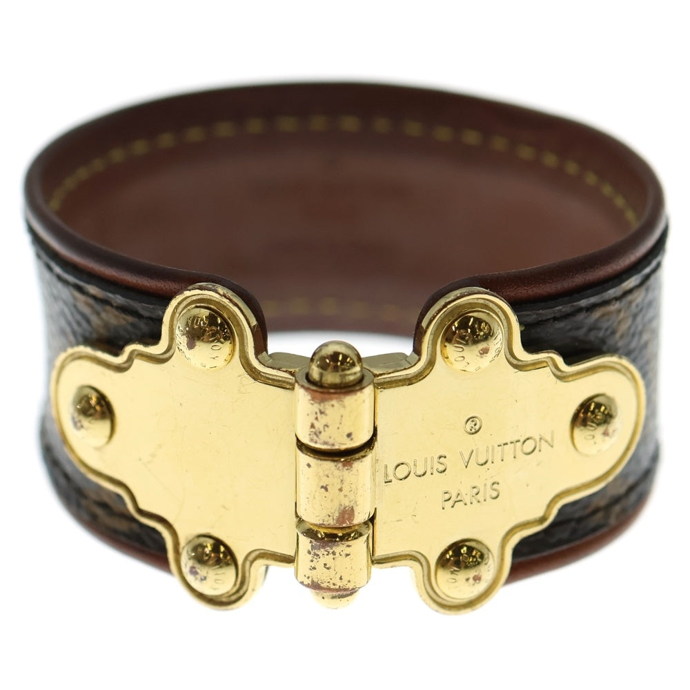LOUIS VUITTON(ルイヴィトン) モノグラム ブラスレ セイブイット ブレスレット ブラウン バングル GP×レザー M6611 ゴールド金具