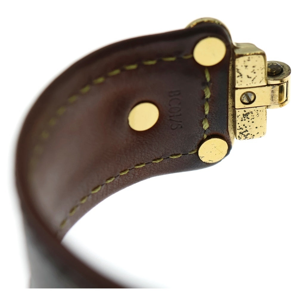 LOUIS VUITTON(ルイヴィトン) モノグラム ブラスレ セイブイット ブレスレット ブラウン バングル GP×レザー M6611 ゴールド金具
