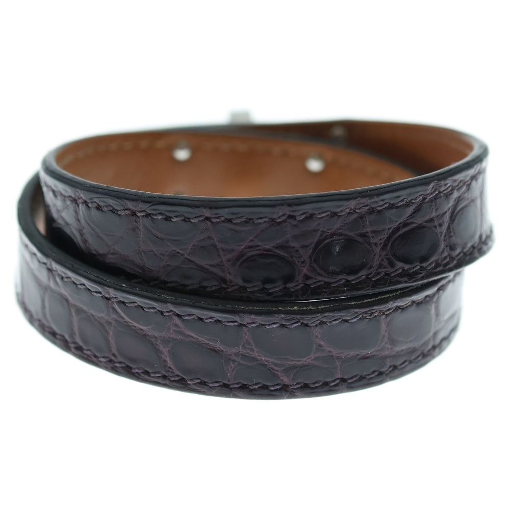 HERMES(エルメス) ドゥブルトゥール ブレスレット アリゲーター×レザー シルバー金具 X刻印