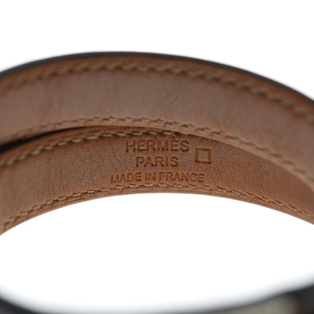 HERMES(エルメス) ドゥブルトゥール ブレスレット アリゲーター×レザー シルバー金具 X刻印