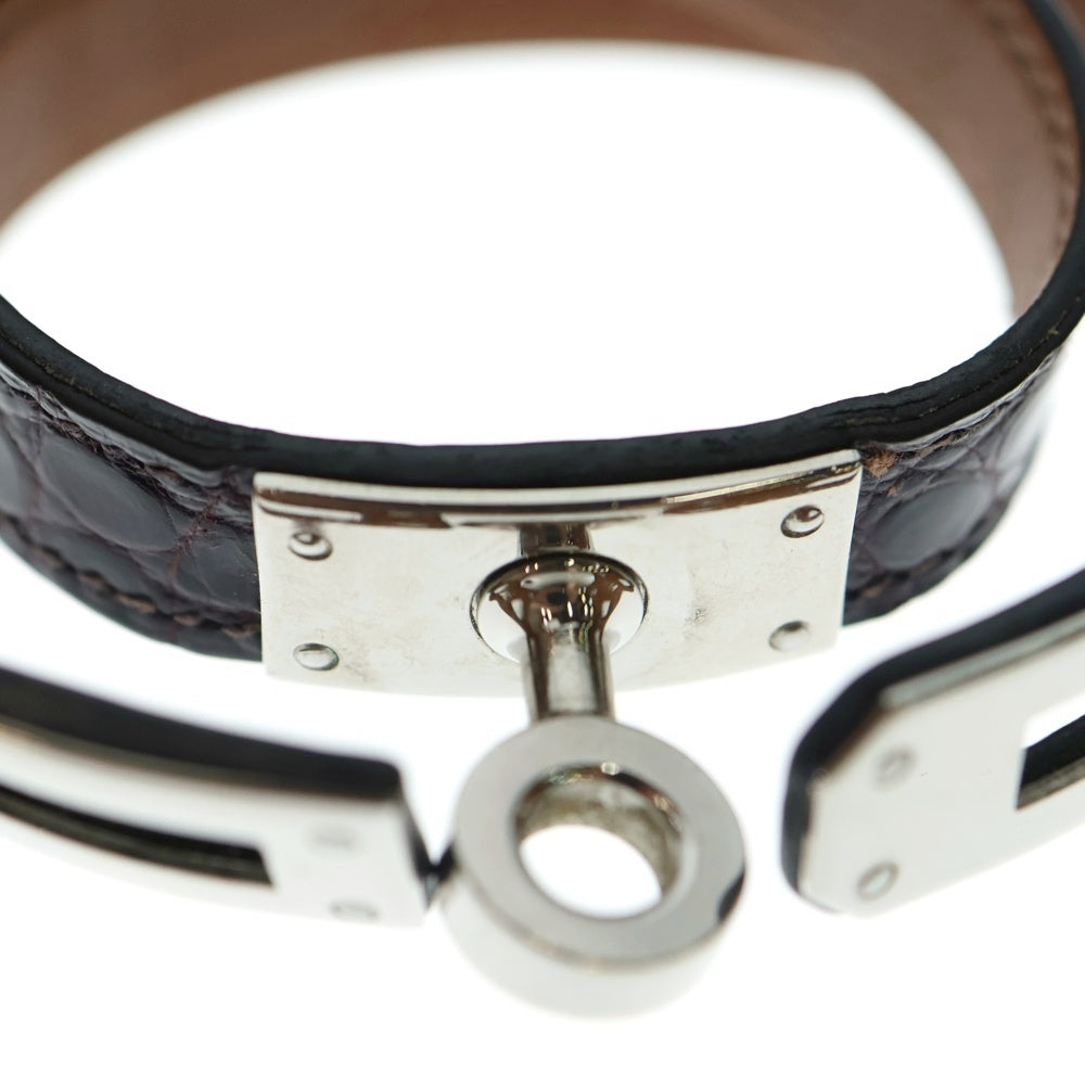 HERMES(エルメス) ドゥブルトゥール ブレスレット アリゲーター×レザー シルバー金具 X刻印
