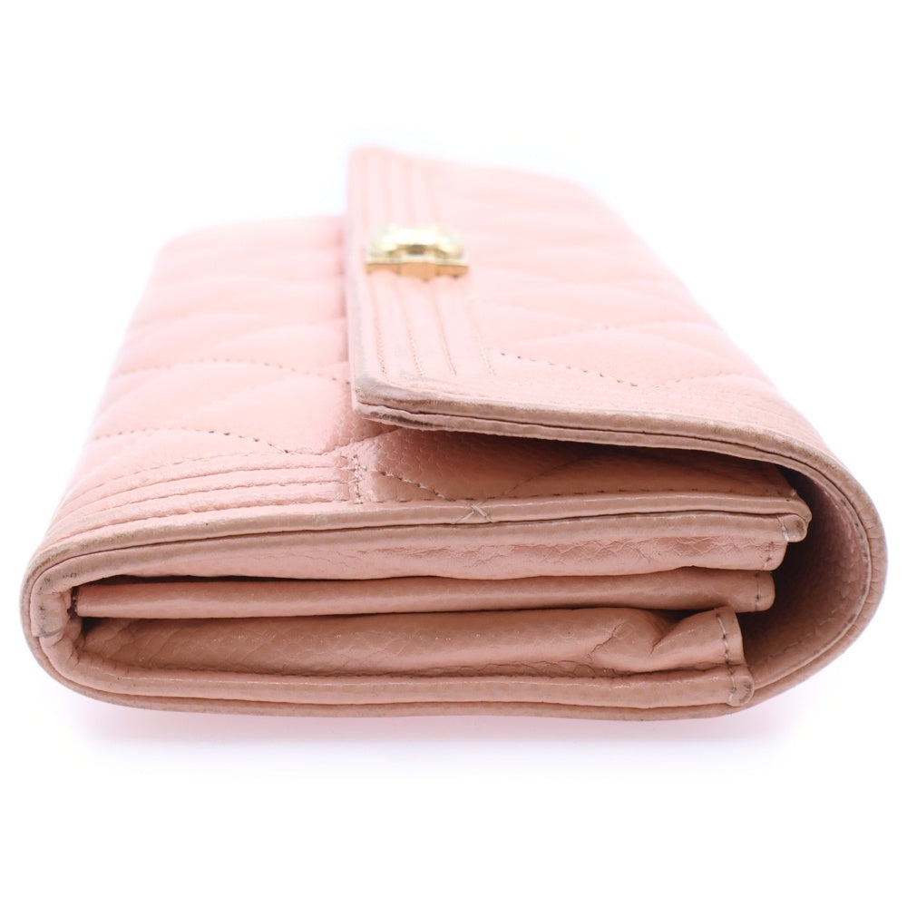CHANEL(シャネル) ボーイシャネル 長財布 ロングウォレット カードケース キャビアスキン ピンク ゴールド金具