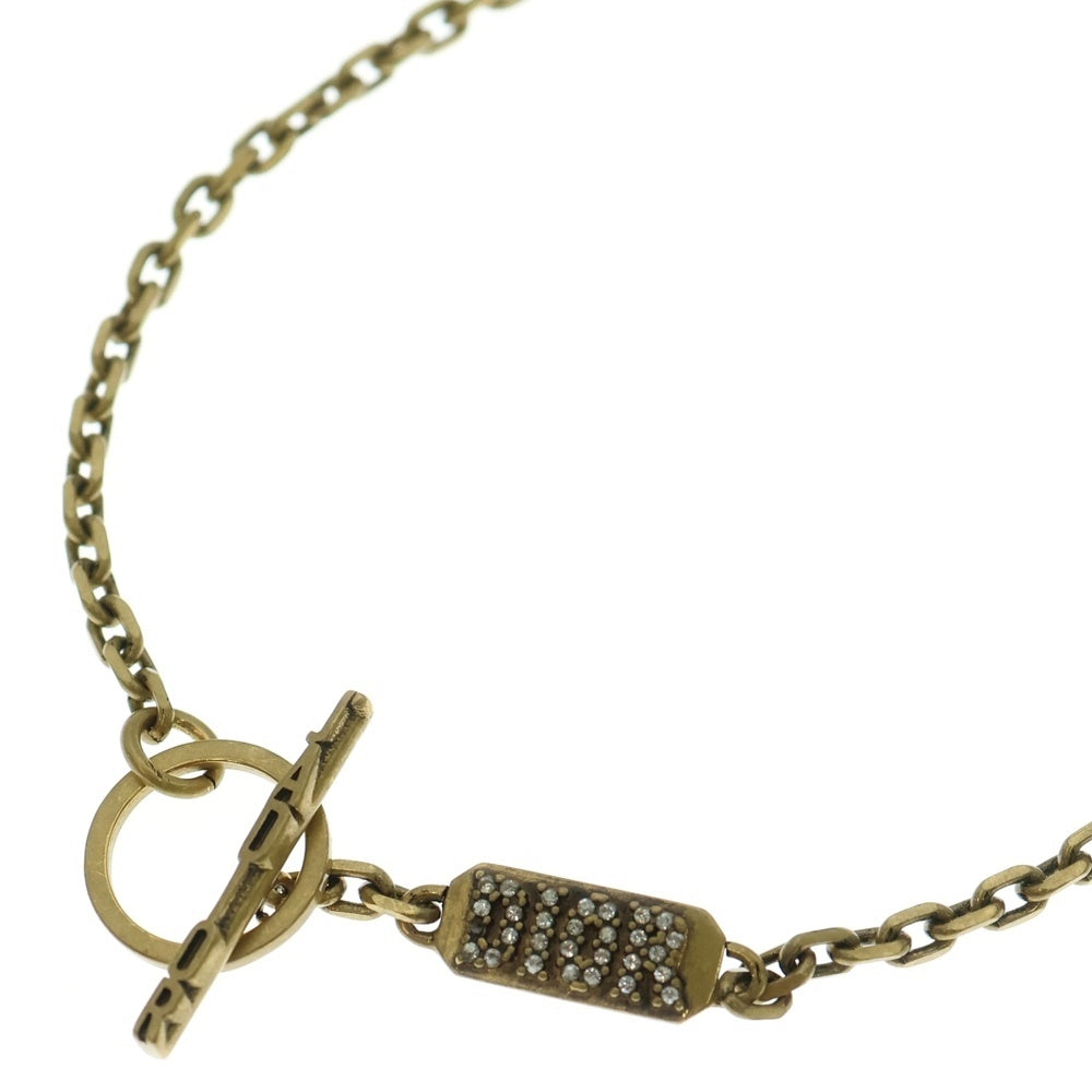 DIOR(ディオール) ジャディオール ラインストーン ロゴ ネックレス ペンダント チェーン ゴールド×シルバー GP