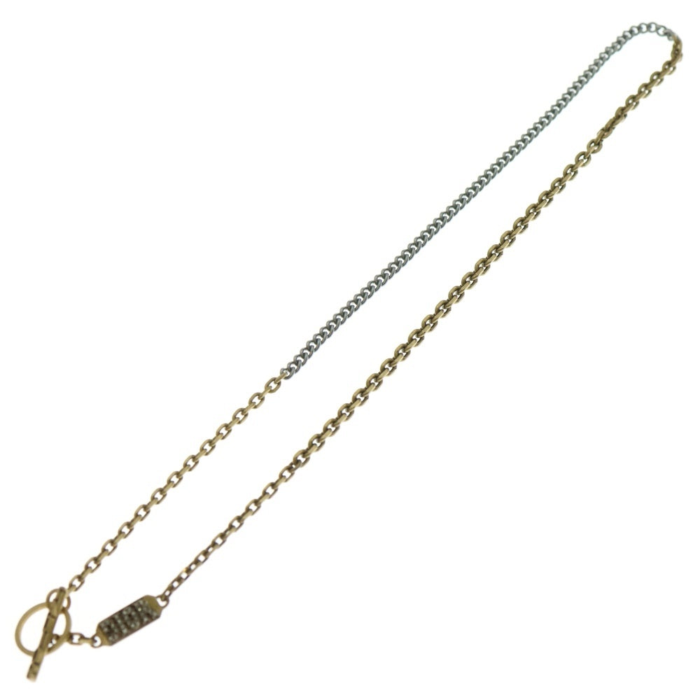 DIOR(ディオール) ジャディオール ラインストーン ロゴ ネックレス ペンダント チェーン ゴールド×シルバー GP