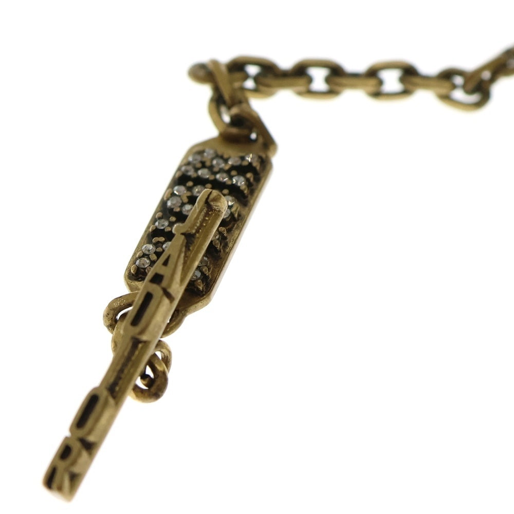 DIOR(ディオール) ジャディオール ラインストーン ロゴ ネックレス ペンダント チェーン ゴールド×シルバー GP