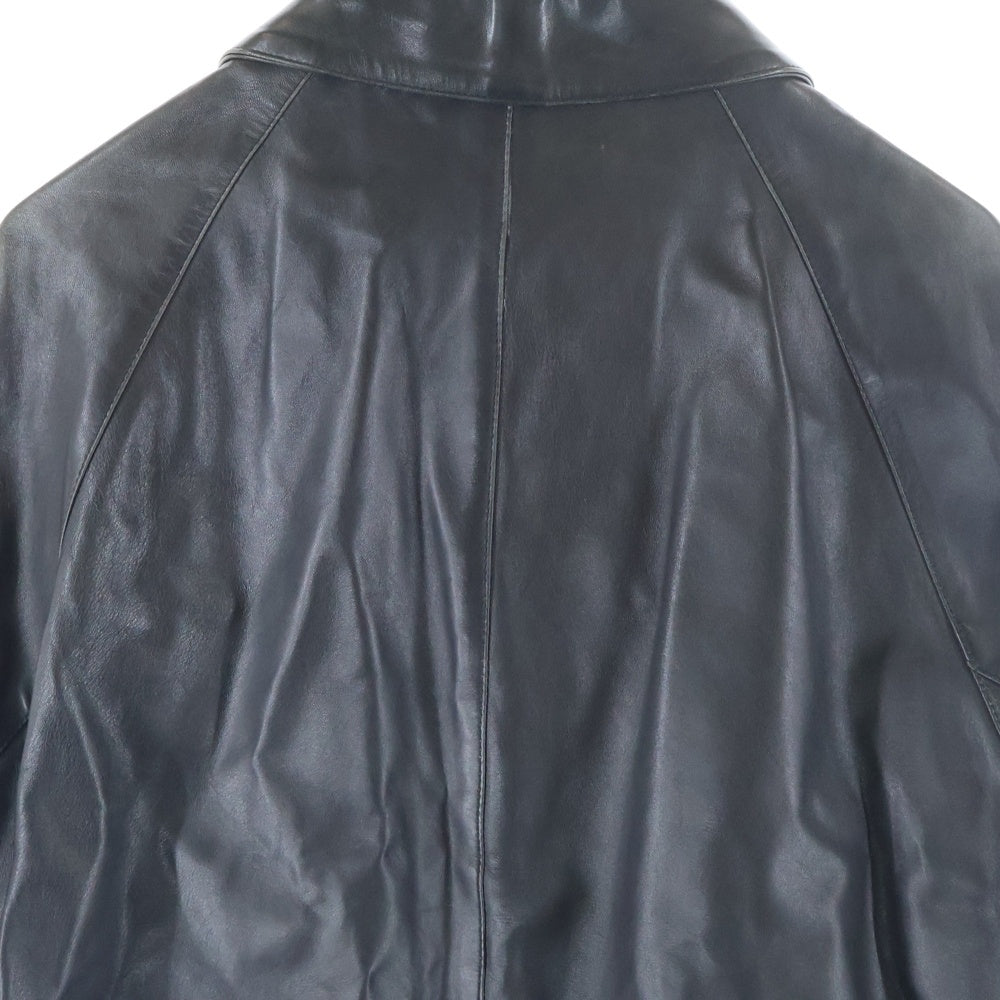 Salvatore Ferragamo(サルヴァトーレ フェラガモ) レザー ラグランスリーブ ジップアップ ジャケット ブルゾン ダークブラウン