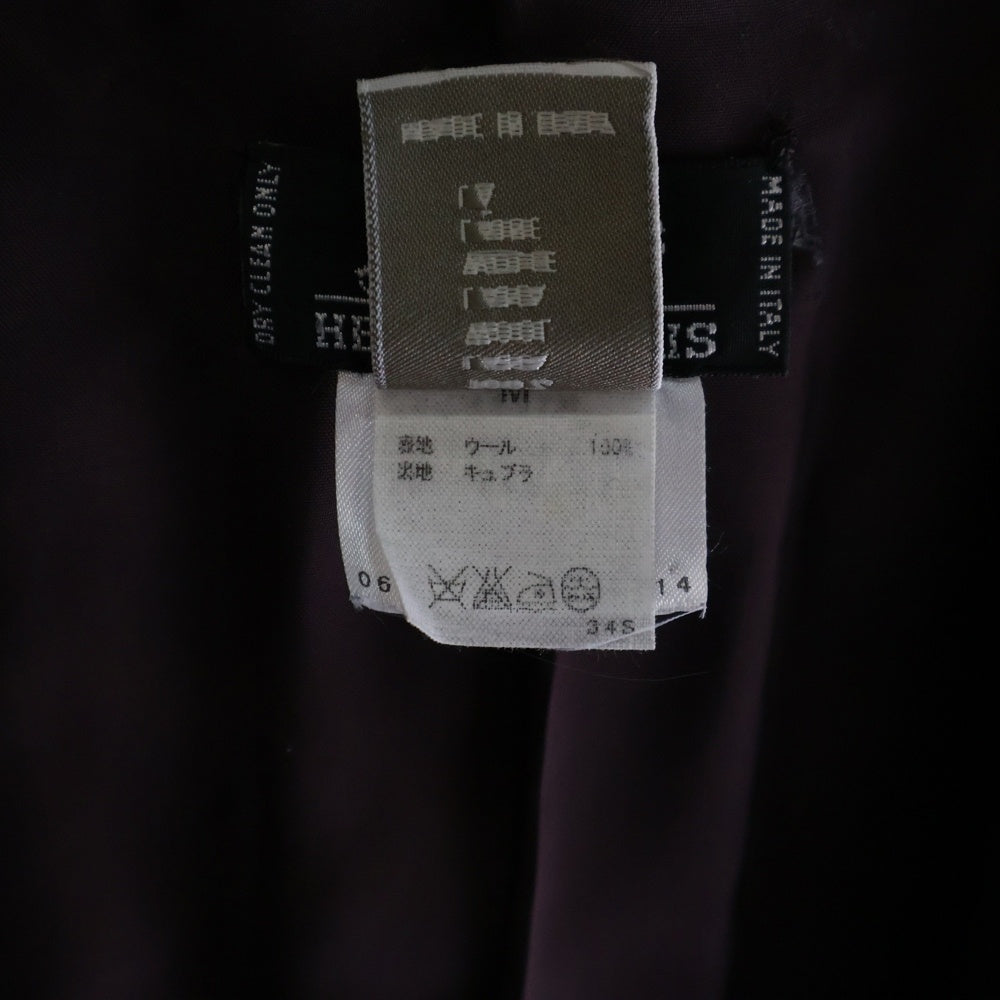 HERMES(エルメス) ロゴパッチ付比翼ボタンウールチェスターコート ワインレッド 51-5714