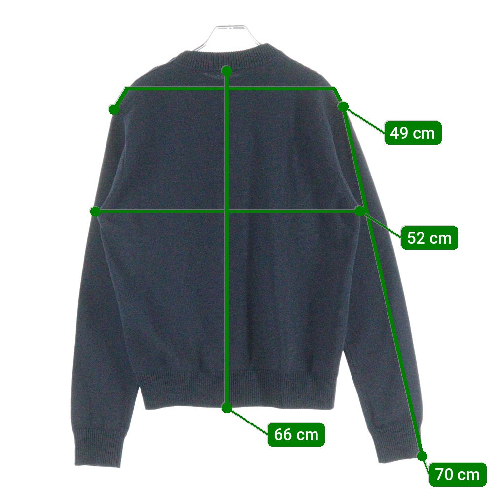 LOUIS VUITTON(ルイヴィトン) 24AW エンブレム ロゴ刺繍 ビジューショルダーボタン コットン クルーネック プルオーバー 長袖ニット セーター ネイビー RM242MM TBY HRN13W