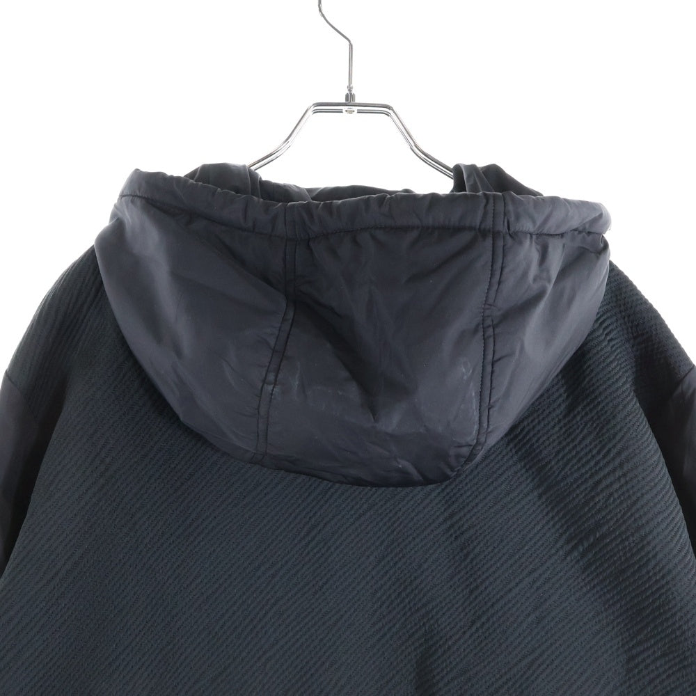 LOUIS VUITTON(ルイヴィトン) 24SS LVロゴ刺繍 ハイブリッド テクニカルコットン ジップアップ スウェットパーカー フーディー ブラック RM241M FVE HQY03W