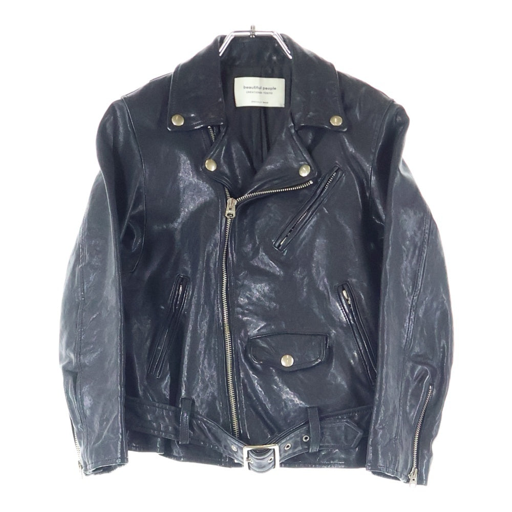 beautiful people(ビューティフルピープル) ラムレザー ダブル ライダースジャケット ブラック レディース 1620402401