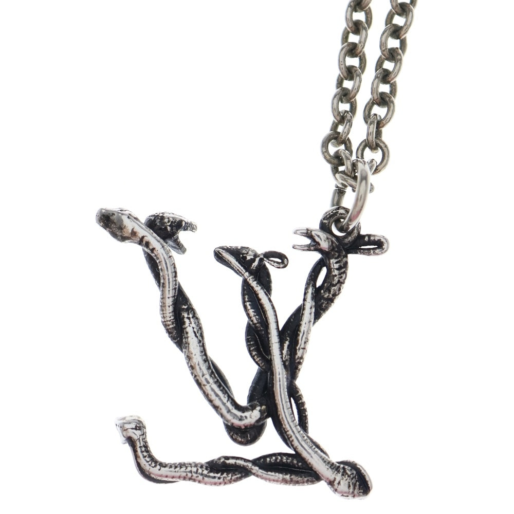 LOUIS VUITTON(ルイヴィトン) ネックレス ユニセックス LVスネーク ペンダント チェーン アクセサリー メタリックシルバー ブラック MP2567